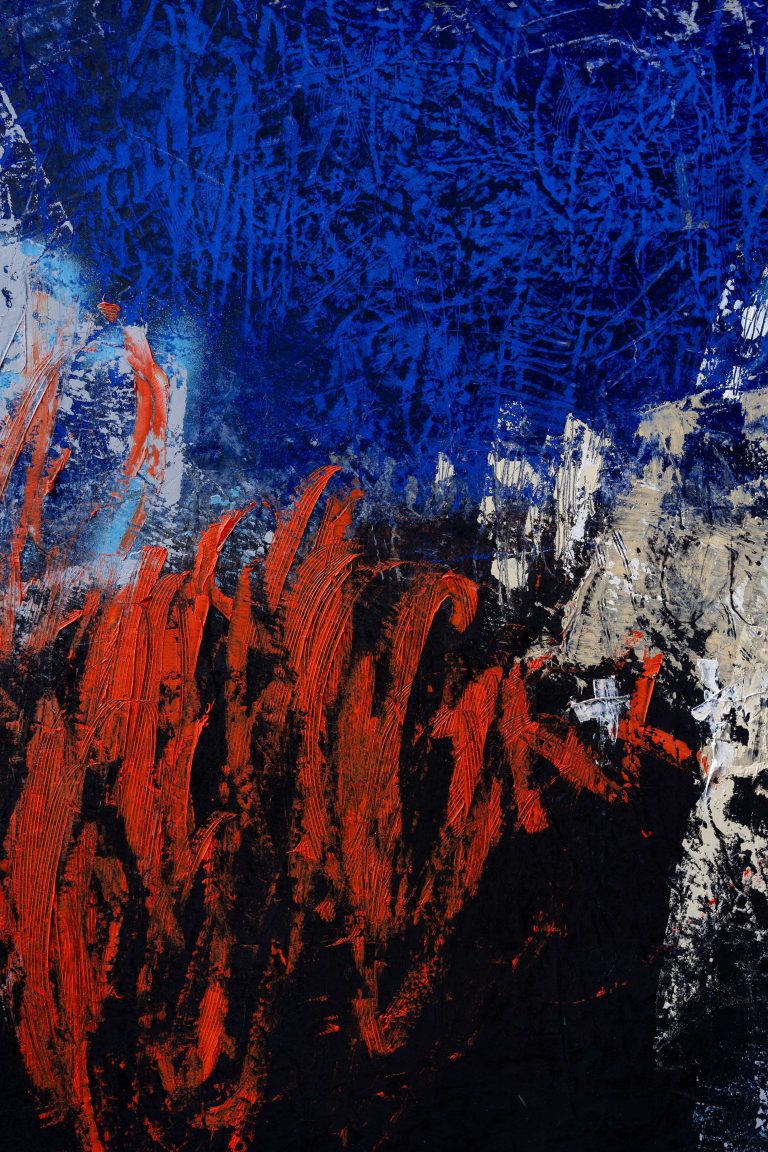 Oeuvre de l'artiste pamphyle, d'un bleu éclatant et aux contrastes élégants.