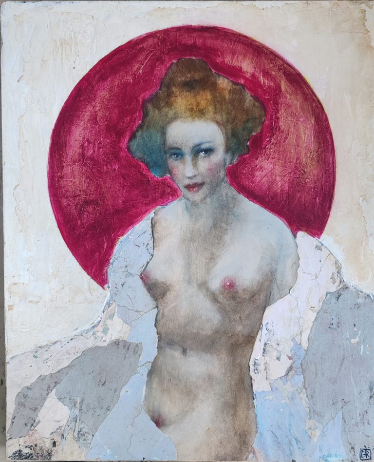 Description : Cette œuvre explore l’univers poétique et émotionnel propre à Céline Ranger, mêlant textures, gestes picturaux et symboliques contemporaines. Le titre évoque une dimension narrative forte, offrant une porte d’entrée idéale pour le référencement SEO : art contemporain, techniques mixtes, peinture expressive, univers onirique, création émotionnelle. femme nue, soleil,