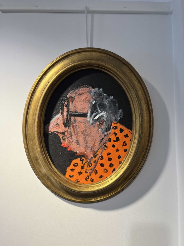 Oeuvre médaillon peinture huile portrait.