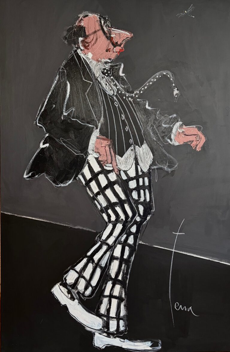Oeuvre de TERRA intitulée Je bouscule ma libellule sur mixte sur toile.